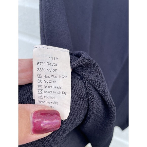 Giordano Ladies Dress Black Knit Open Front Classic Long Sleeve Midi - Picture 5 of 5